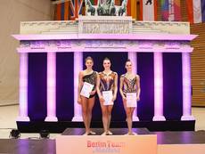 Die Gewinnerinnen der 1. EM-Qualifikation Anastasia Simakova (Bronze), Margarita Kolosov (Gold) und Melanie Dargel (Silber). (Foto: Torsten Conradt)